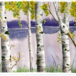 trees, leaves, watercolour, painting